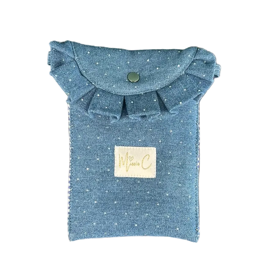 Porta cellulare Bignè - jeans brillantinato chiaro