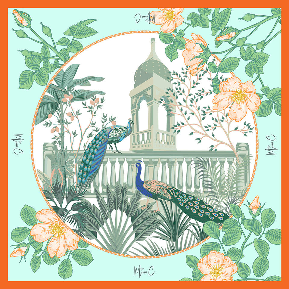 Foulard di seta Paons