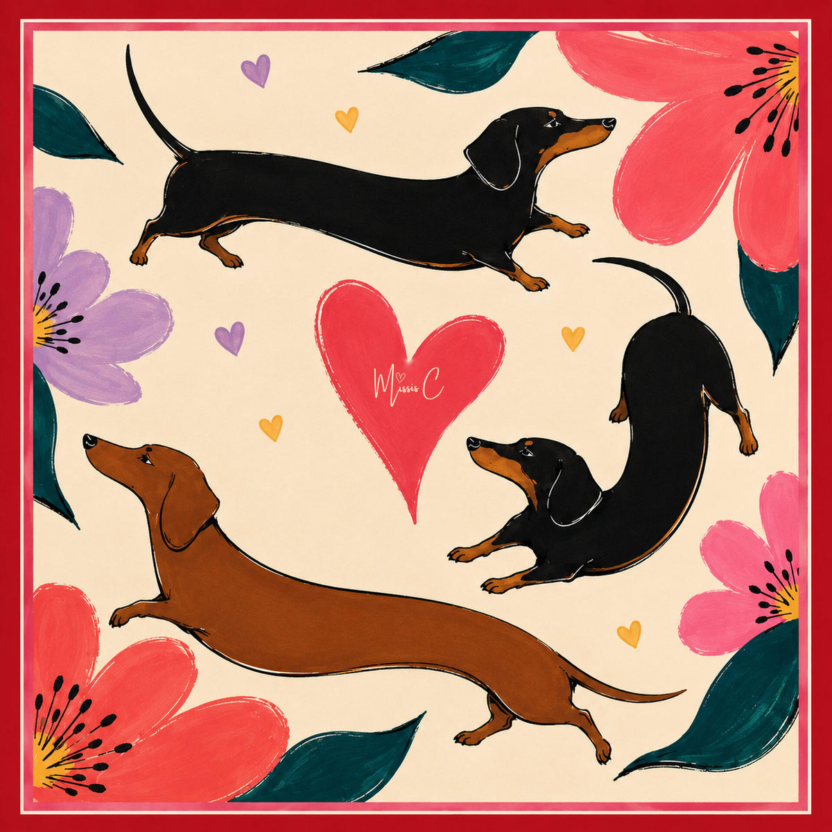 Foulard di seta Bassotti 65x65