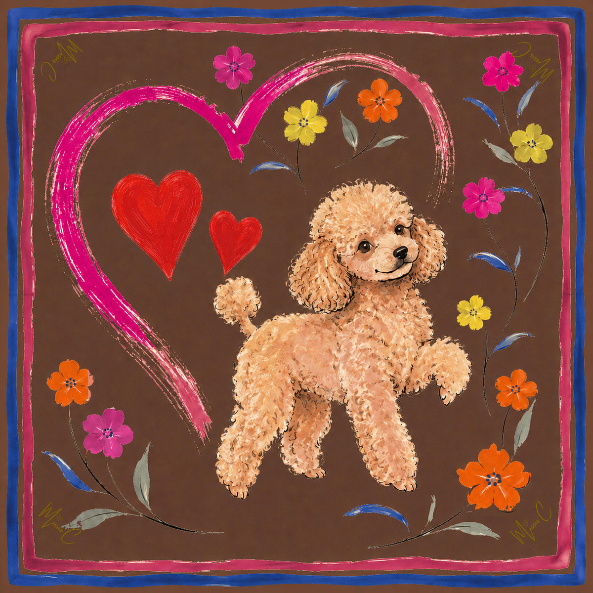 Foulard di seta Cagnolino 65x65