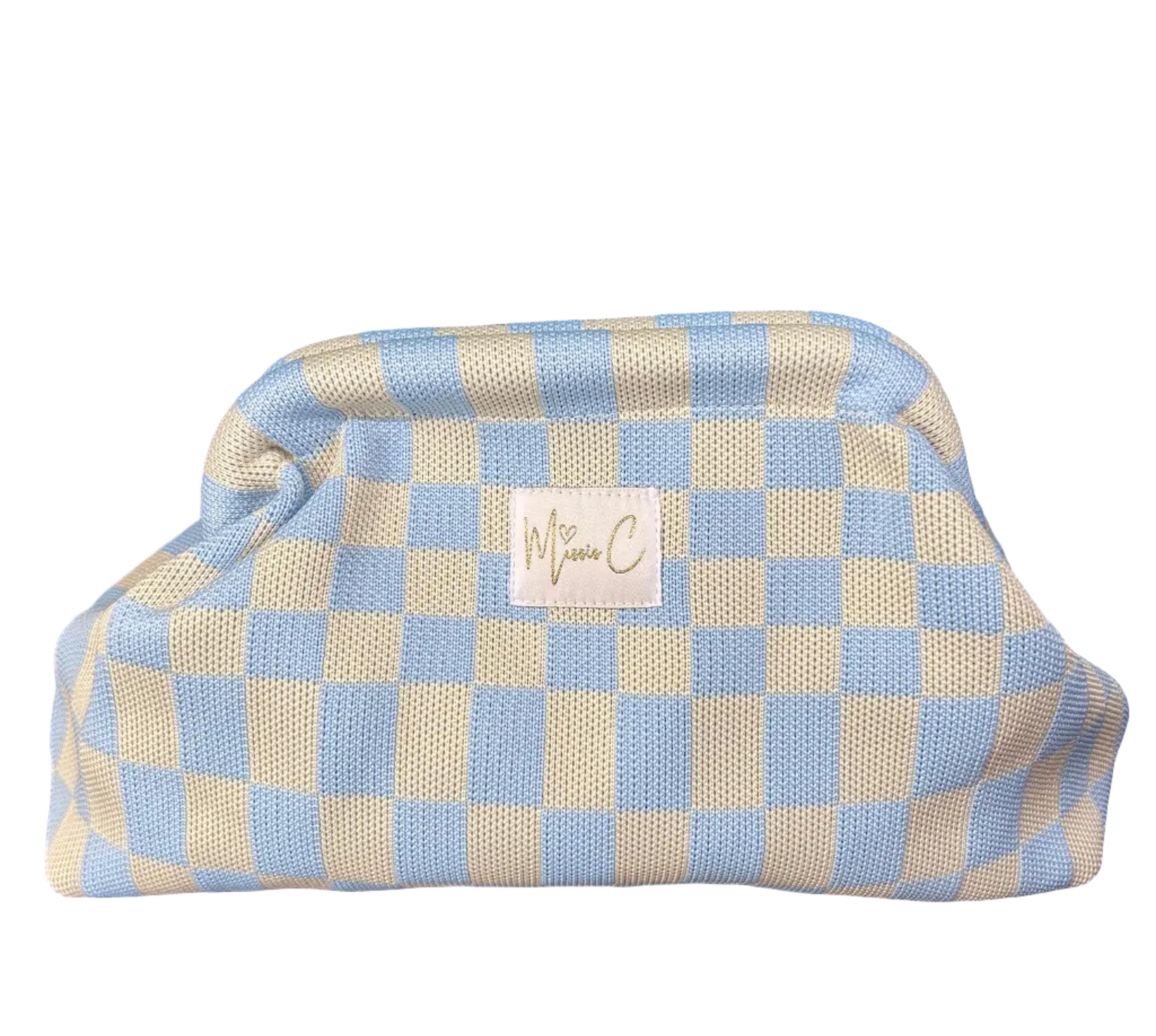 Pochette Missis C scacchi beige azzurro