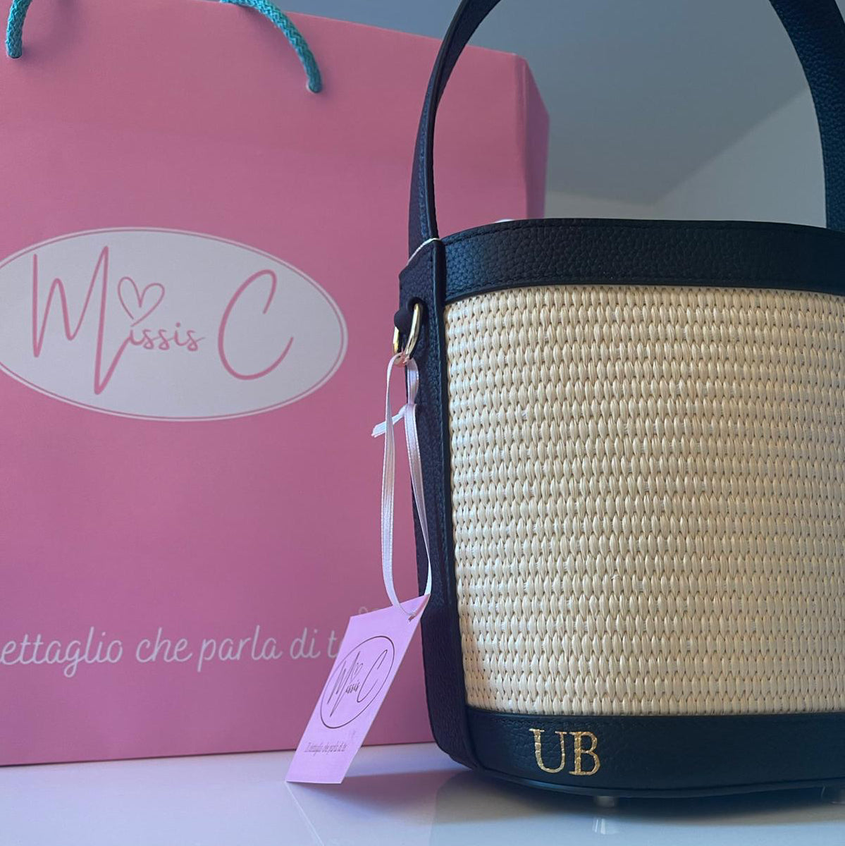 Personalizzazione borsa con iniziali