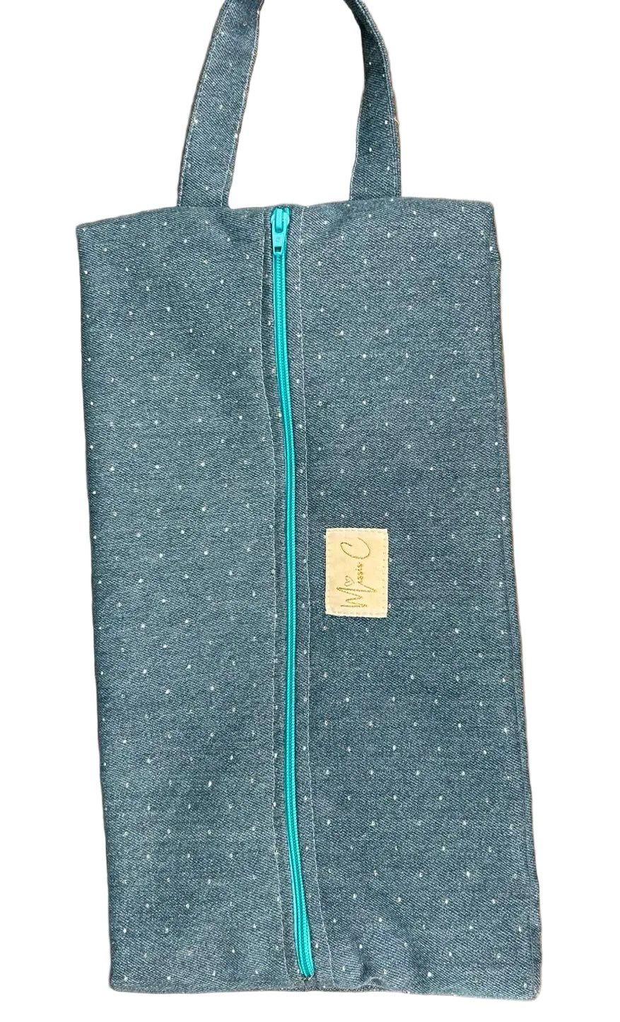 Porta scarpe Macaron - jeans chiaro glitterato