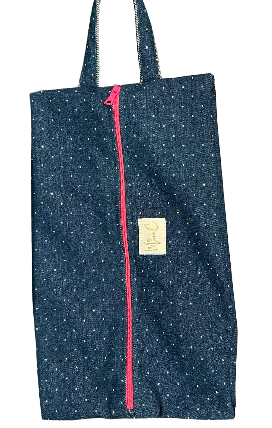 Porta scarpe Macaron - jeans scuro glitterato