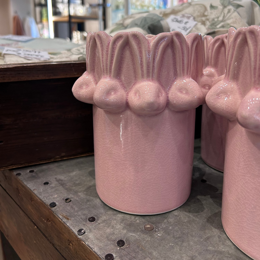 Vaso rosa coniglietti