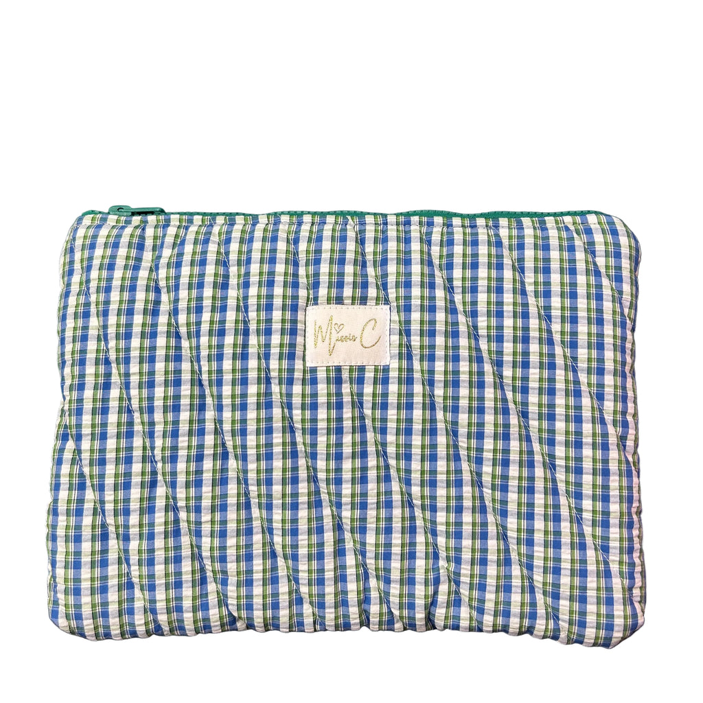 Porta ipad Charlotte  - quadretto azzurro