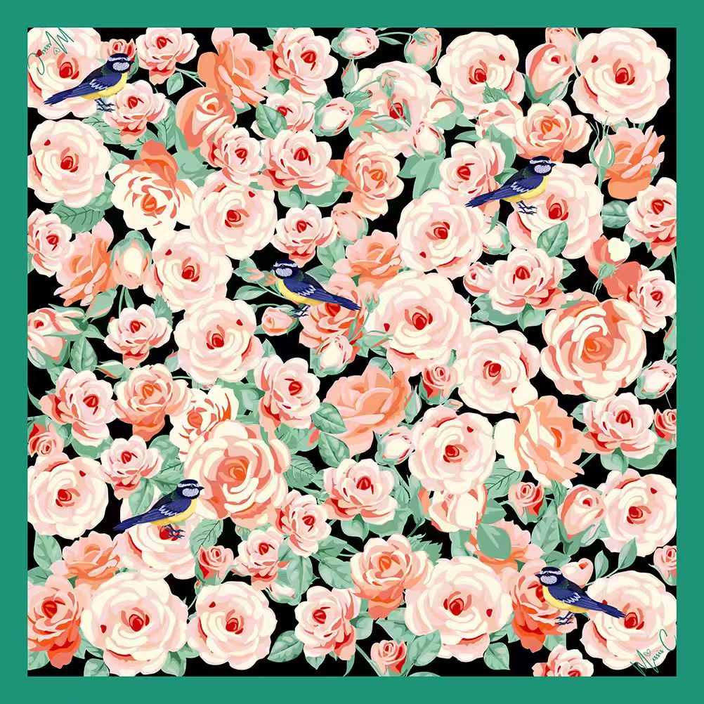 Foulard di seta Floraison 90x90