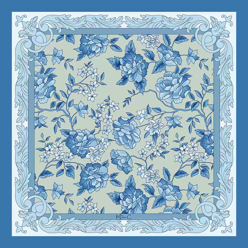 Foulard di seta Celeste 90x90